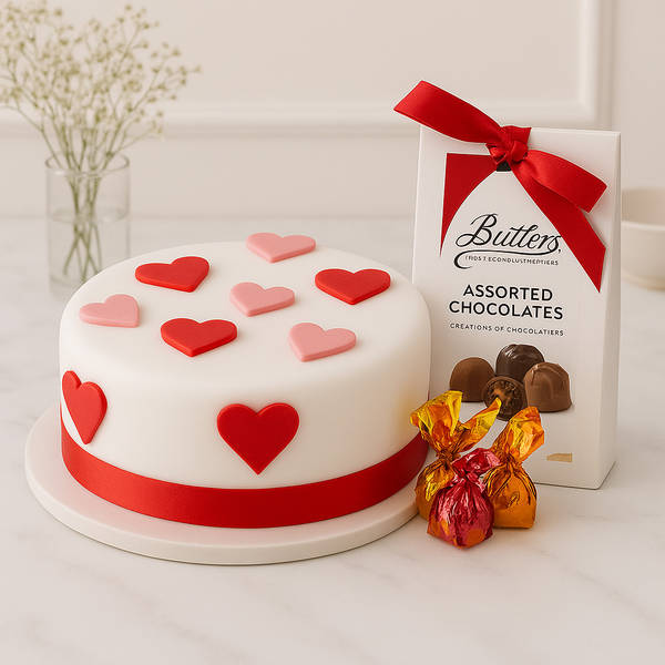LOVE CAKE WITH BUTTLERS CHOCOLATES