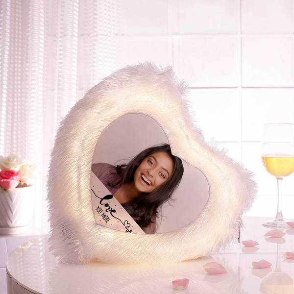 Love Personalized LED Heart-shaped Fur Cushion