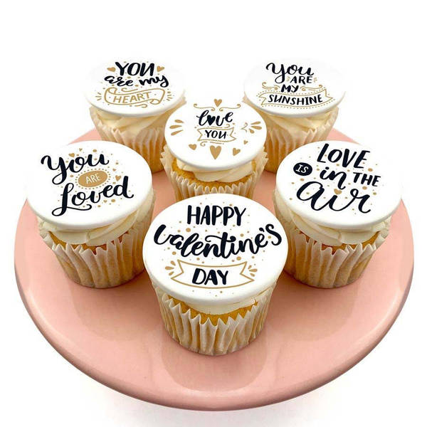 Lovely Valentine's Day Vanilla Cupcakes - Set Of 6