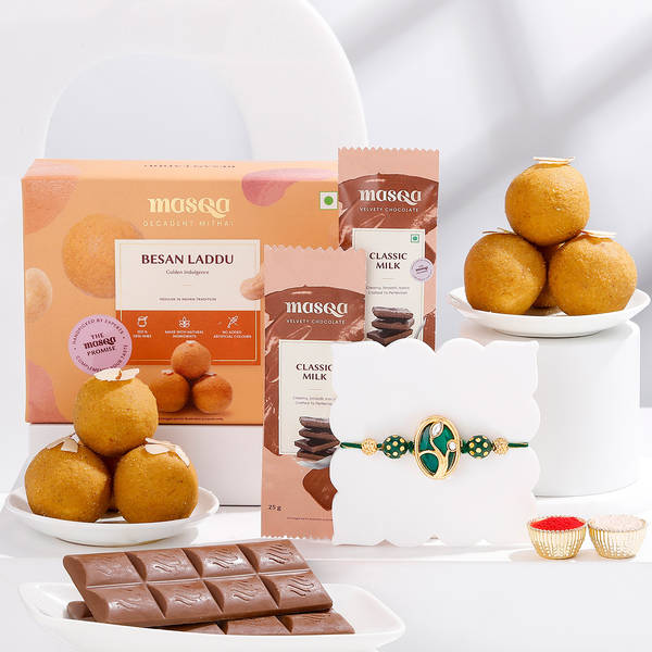 Luxurious Kundan Rakhi And Chocolate Hamper