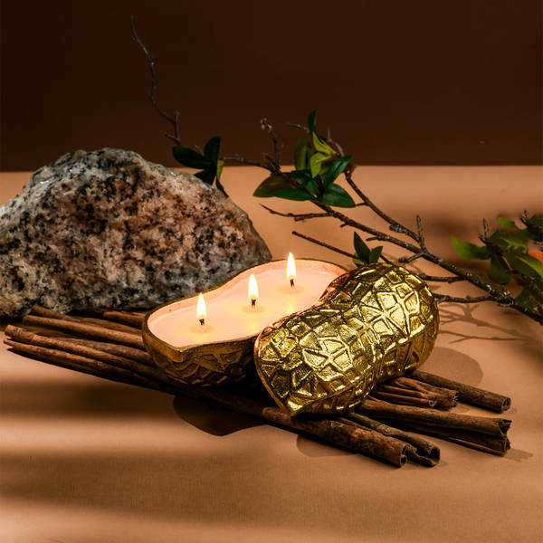 Marvellous Moongphali Shaped Triple Wick Candle - Single Piece