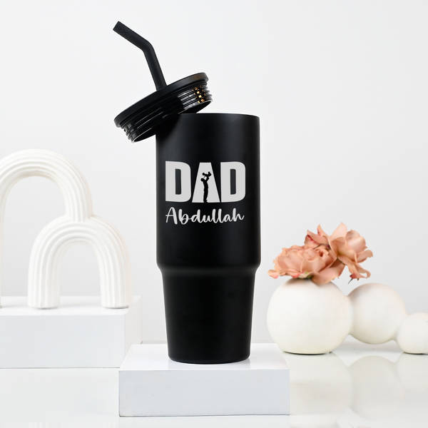 Matte Black Personalized Dad Tumbler