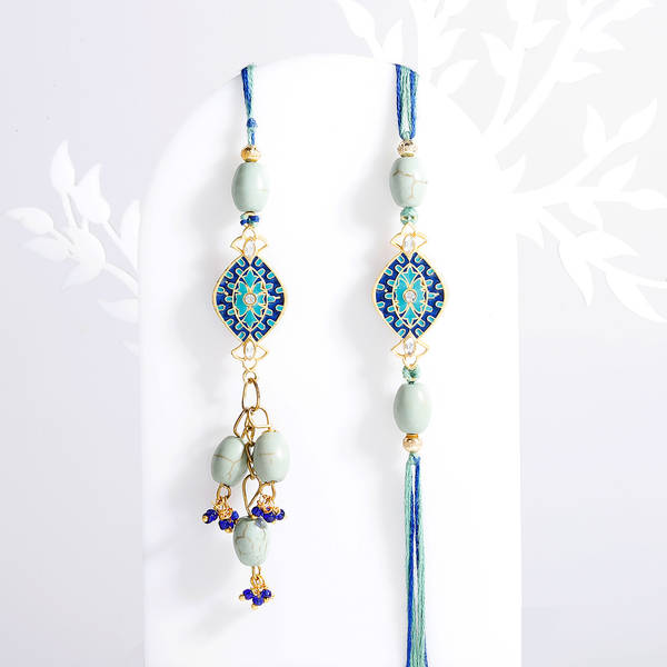 Meenakari And CZ Stone Work Bhaiya Bhabhi Rakhi