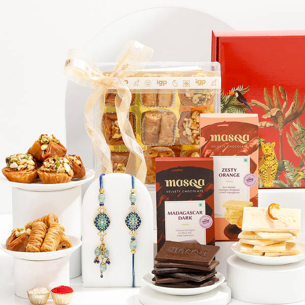 Meenakari Bhaiya Bhabhi CZ Rakhi Hamper