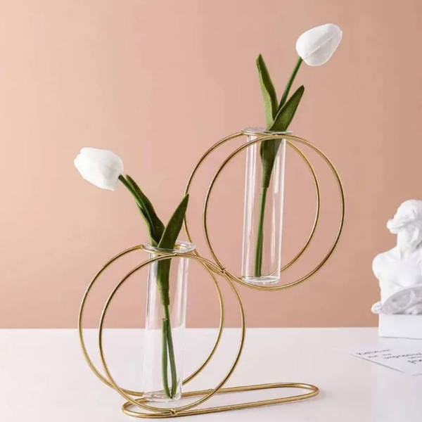 Metal Vase - Double Ring - Test Tube - Single Piece