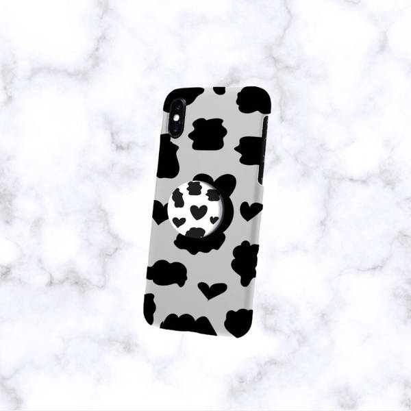 Mobile Grip Holder Moo Griptok Black And White Single Piece