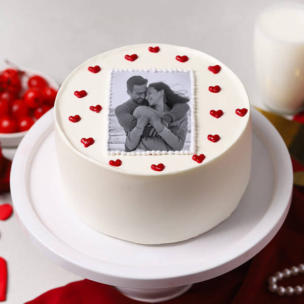 Monochrome Love Personalized Photo Cake