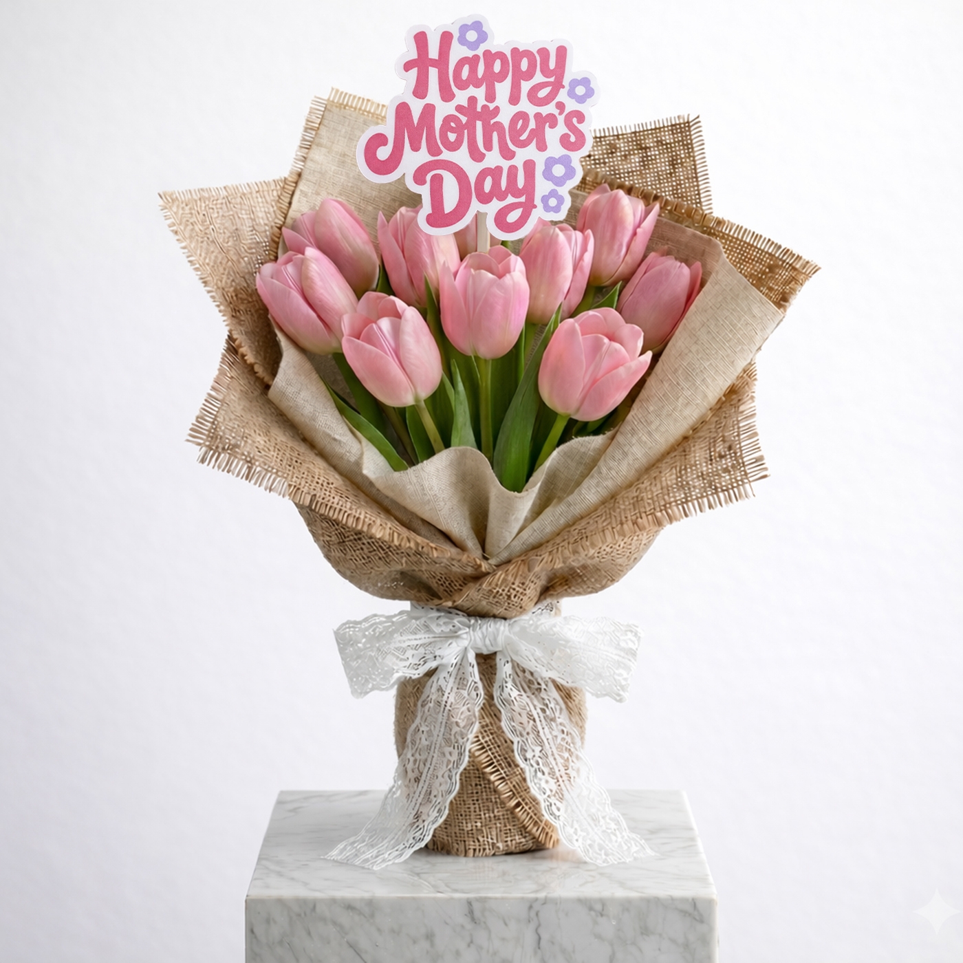 Mother's Day 10 Graceful Pink Tulip Bouquet