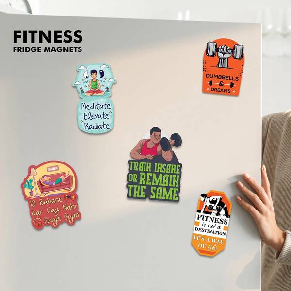 Motivational Fitness Fridge Magnets-Set Of 5