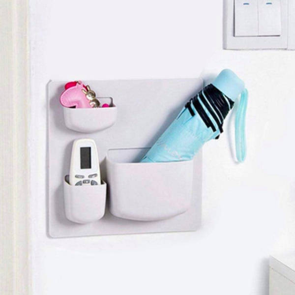 Multipurpose Storage Rack 3 Holders Wall Mounted Single Piece