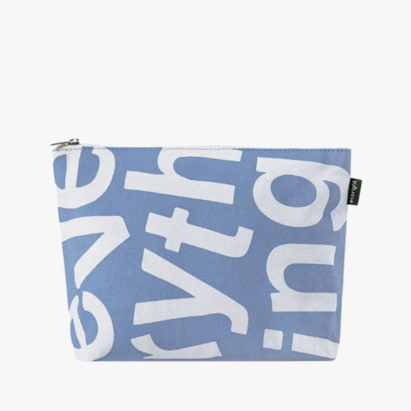 Natural Cotton Blue Cosmetic Pouch