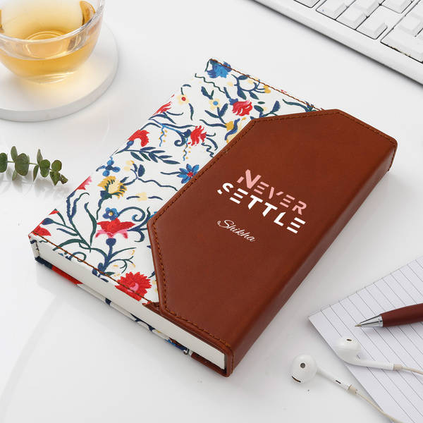 Never Settle Personalized Leather Diary