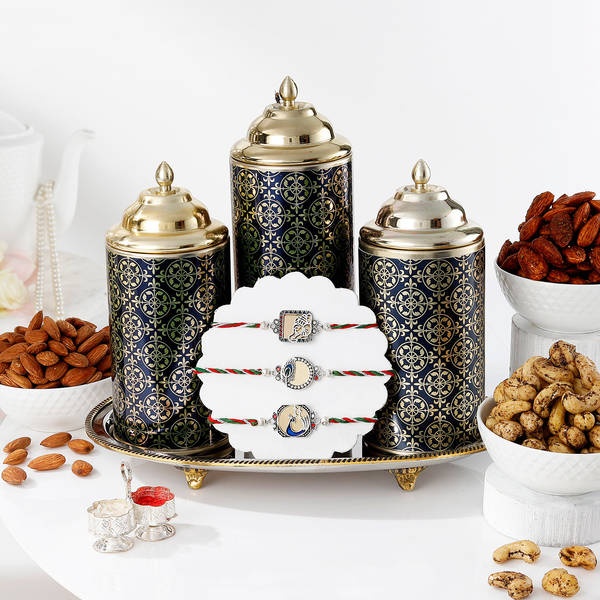Nutty Delights And Mirror Work Rakhi Hamper