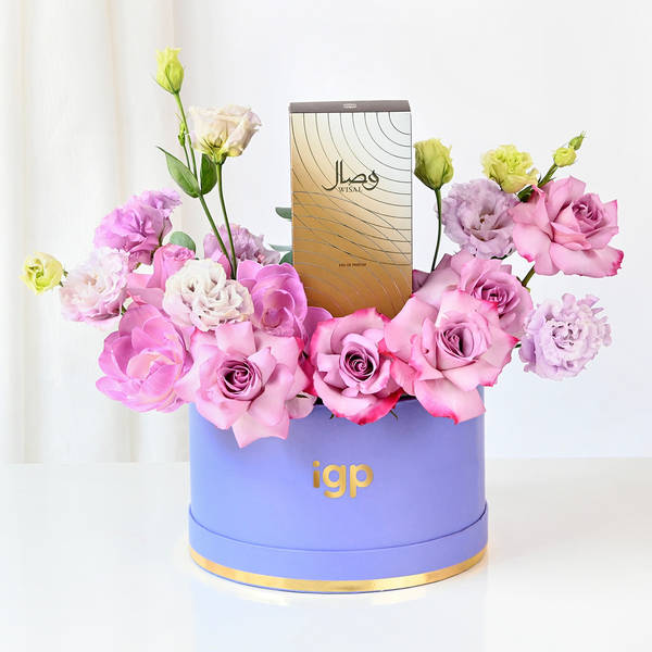 Opulent Purple Blooms And Fragrance Ensemble