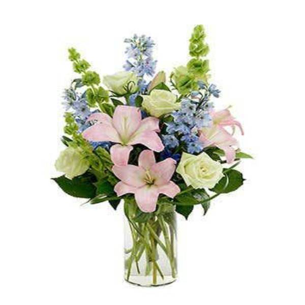 Pastel Lilies And Roses Valentine's Day Arrangement