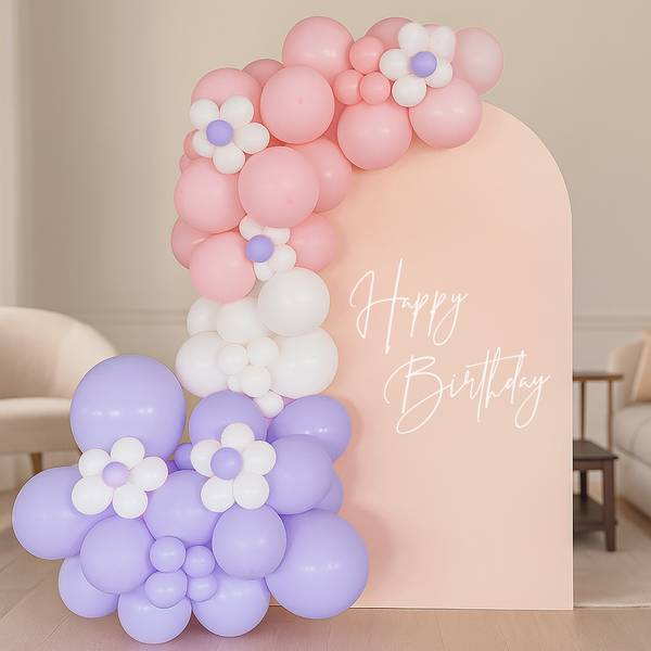 Pastel Purple And Pink Lavish Birthday Balloon Decor