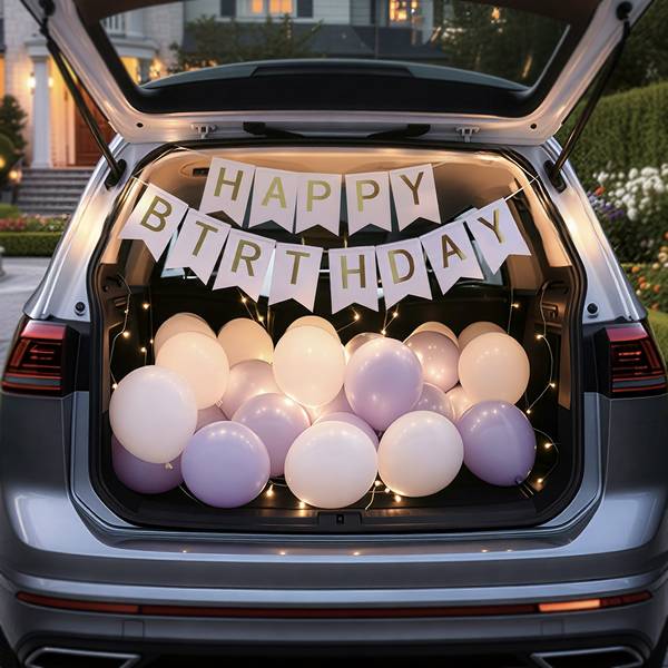 Pastel Purple Birthday Balloon Car Decor