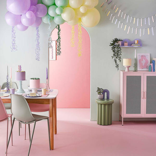 Pastel Wave Tassel Birthday Balloons Arrangement