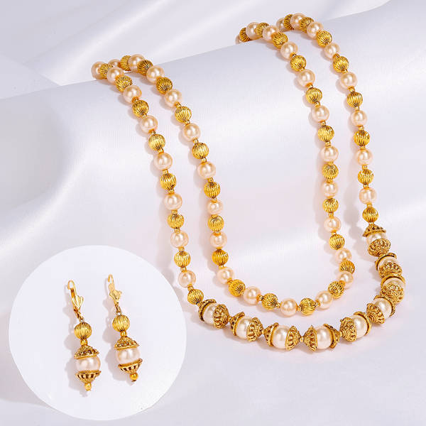 Pearl 2-Line Necklace Set