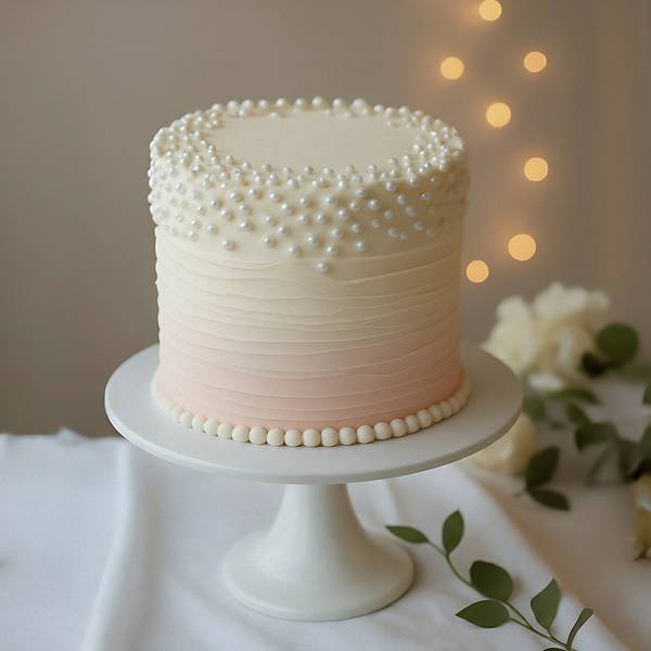 Pearl-Touched Beige Layered Cake (500 Gm)