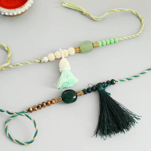 Pearls And Beads Tassel Rakhi (Set of 2)