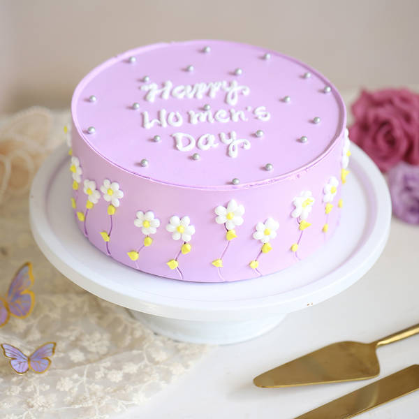 Pearls And Flowers Women's Day Cake