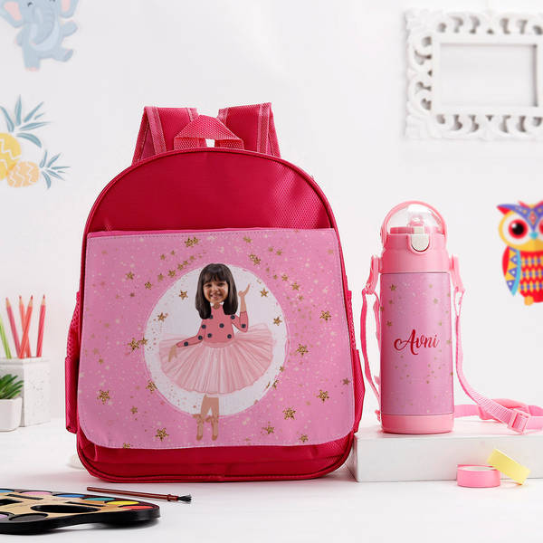 Personalized Ballerina Bag And Bottle Set - Pink