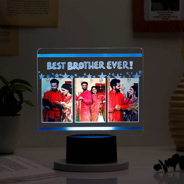 Personalized Best Brother Ever Black Base LED Lamp
