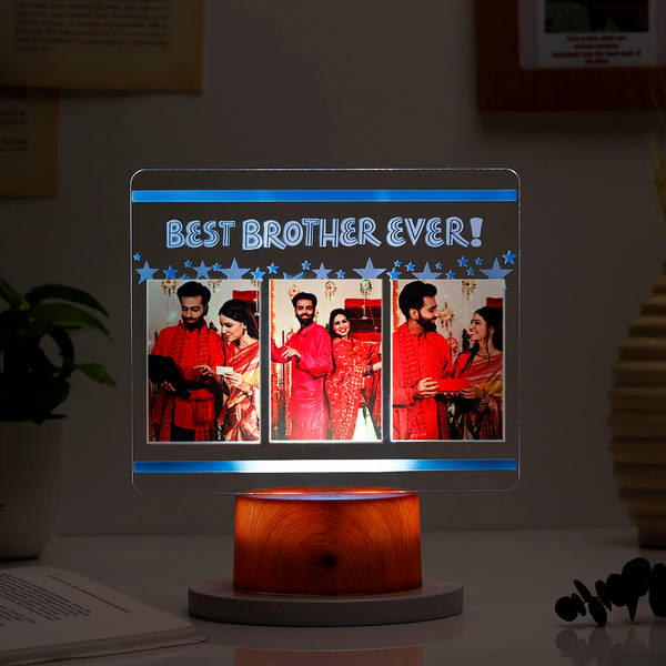 Personalized Best Brother Ever Brown Base LED Lamp