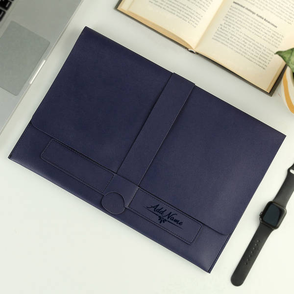Personalized Blue Laptop Sleeve Organizer