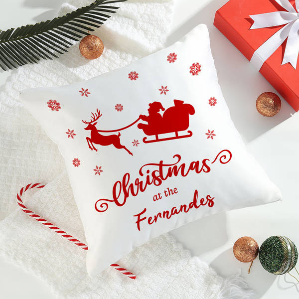 Personalized Christmas Greetings Cushion with Filler