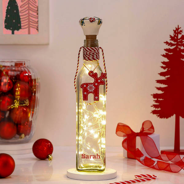 Personalized Christmas Reindeer Light Bottle