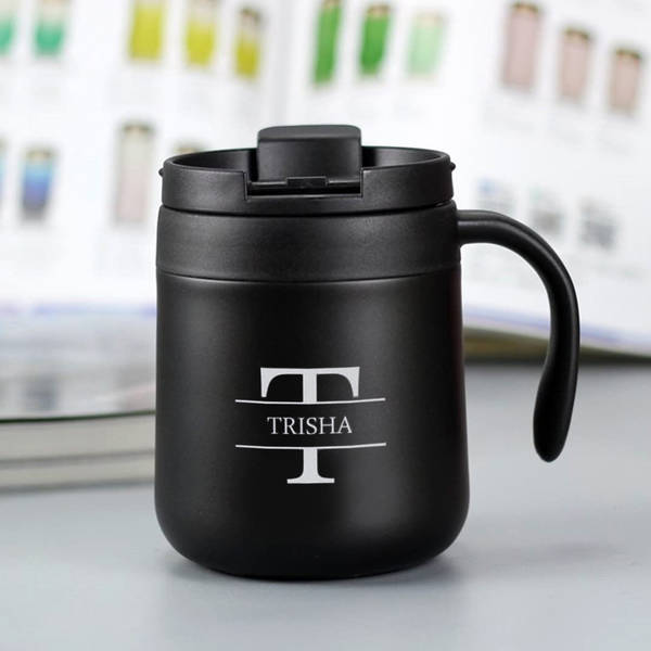 Personalized Classy Black Coffee Flask