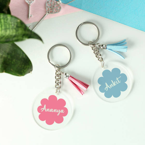 Personalized Couple's Pastel Keychains - Set Of 2