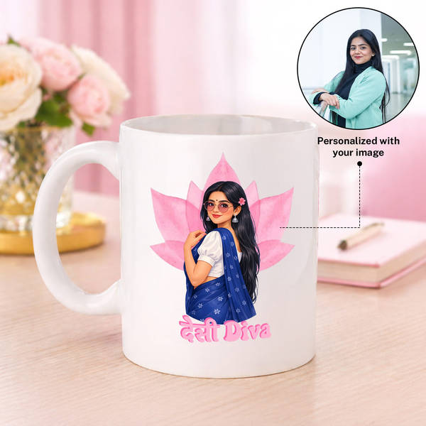 Personalized Desi Diva Ghibli Style Women's Day Mug