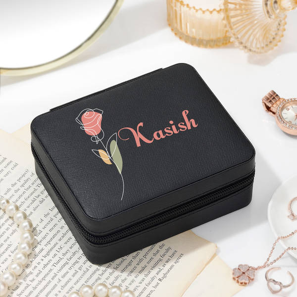 Personalized Elegant Black Jewellery Organizer