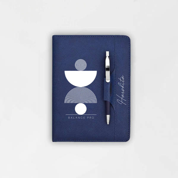 Personalized Elegant Blue Diary And Pen Gift Combo For Her