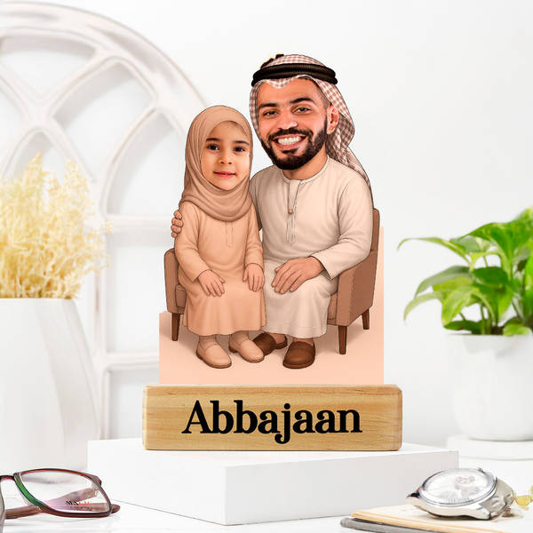 Personalized Father And Daughter Caricature