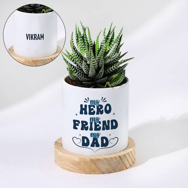 Personalized Father's Day Haworthia Plant With Ceramic Planter