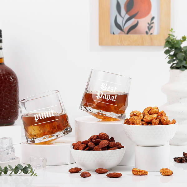 Personalized Father's Day Rotating Glass - Set Of 2