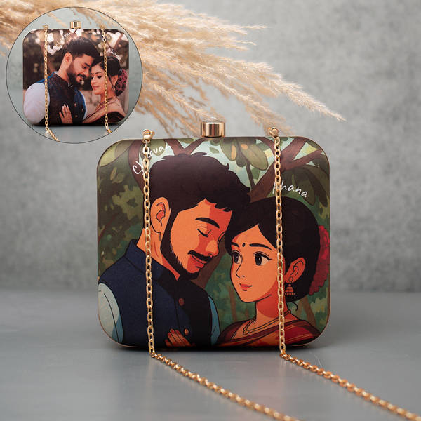 Personalized Ghibli Portrait Metal Frame Clutch