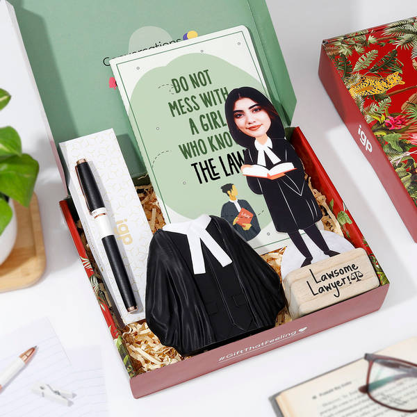 Personalized Girl Who Knows The Law Caricature Hamper