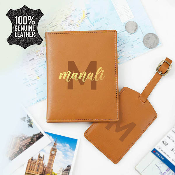 Personalized Globetrotter's Accessory Combo - Tan