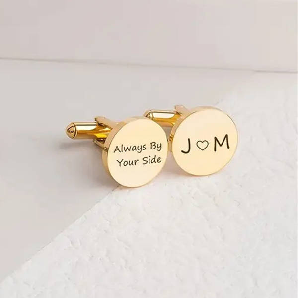 Personalized Gold And Silver Engraved Cufflinks