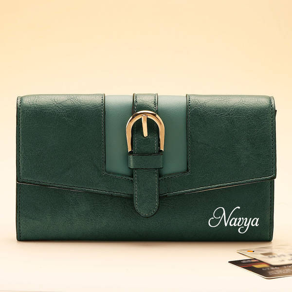 Personalized Handy Wallet WIth Buckle For Women - Grey