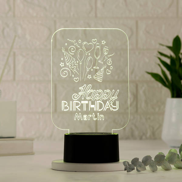 Personalized Happy Birthday LED Lamp