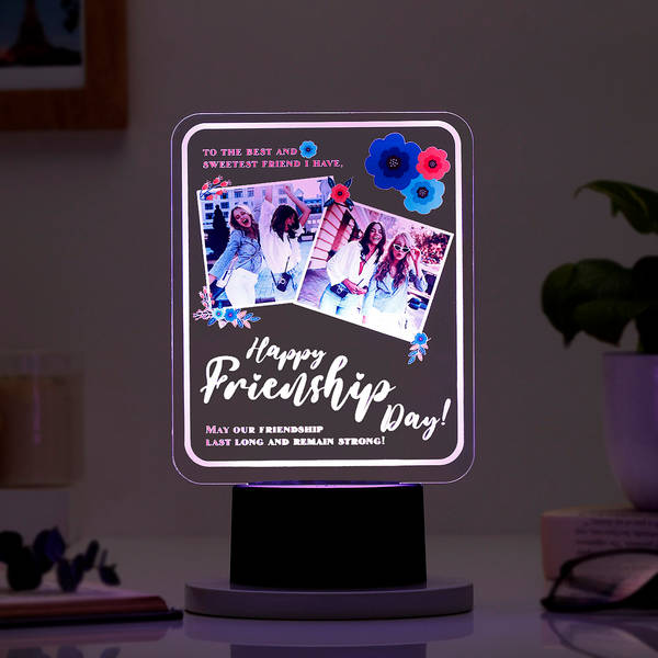 Personalized Happy Friendship Day LED Lamp - Black Base