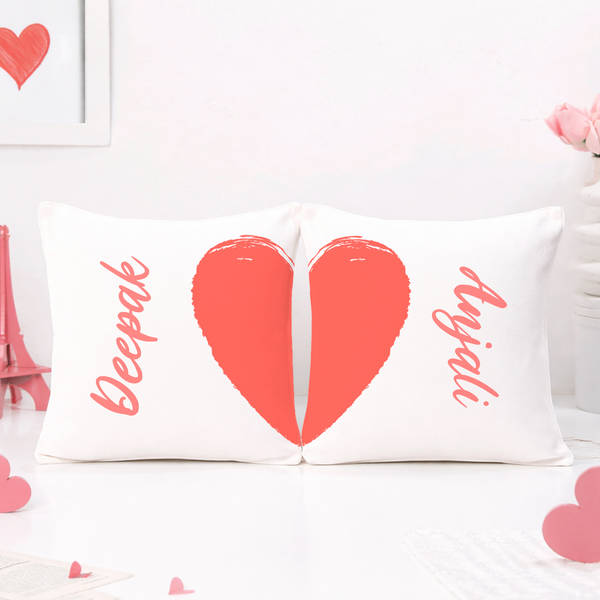 Personalized Heart Couple Cushions - Set Of 2