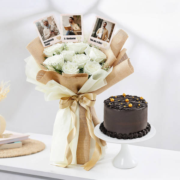 Personalized Heartfelt Blooms And Sweet Treat For Dad