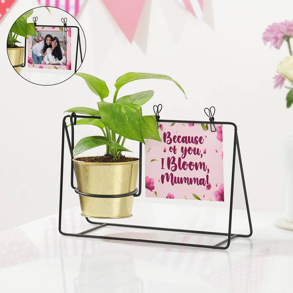 Personalized Heartfelt Metal Swing Planter For Mom